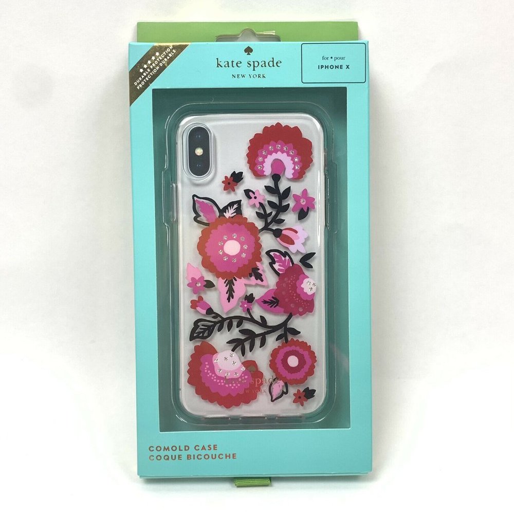 NEW Kate Spade Jeweled Garland Clear Floral Case